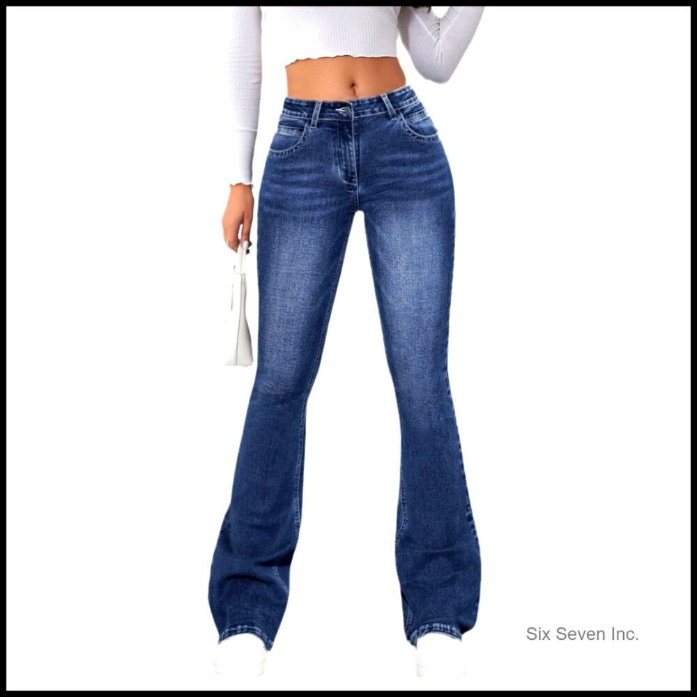 Low Rise Bell Bottom Jeans Bootcut Flare Wide Leg Stretch Fit Denim Pants